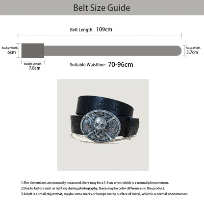 Men's Gothic Punk Skull Embossed Leather Belt Skeleton Reaper and Snake Designs