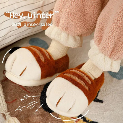 3D Cat Claw Slippers – Cozy Winter Indoor Shoes for Women