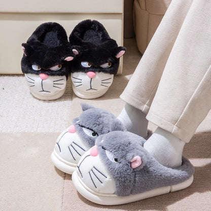 Cartoon Embroidered Plush Slippers – Women's Cozy Indoor House Shoes