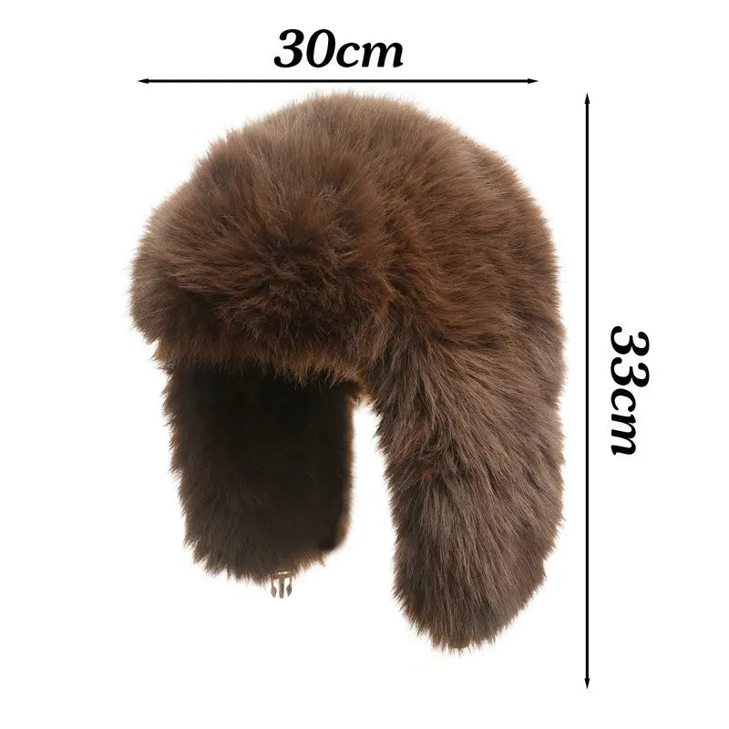 Unisex Faux Fur Bomber Hat – Warm Windproof Earflap Cap for Winter & Skiing - Unisex