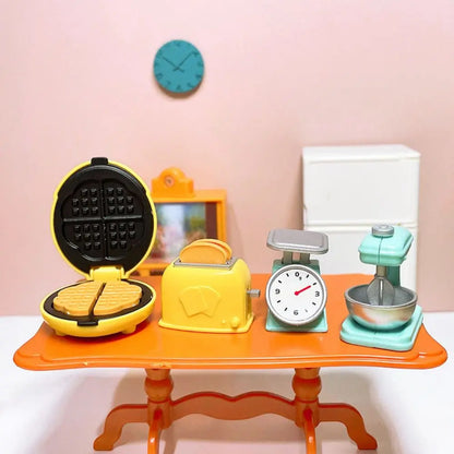 DIY Dollhouse Bear Biscuits Kitchen Set | 1/12 Miniature Toaster, Mixer & Scale Toy for Girls