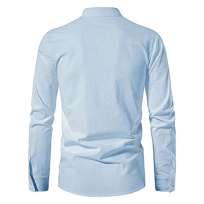 King Billion Men's Cotton Linen Shirt – Casual Long Sleeve V-Neck | S–XXXL