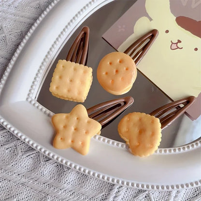 Women's & Girls' Biscuit Theme Hair Clips | 8pcs Adorable Simulation Cookie Hairpins Set