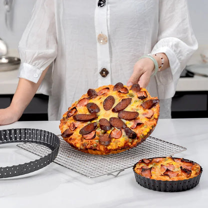 Perforated Non-Stick Pizza & Cake Pan – Carbon Steel Baking Tray (5"/8"/9")