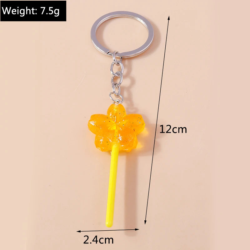 3D Simulation Food Keychain – Cute Resin Lollipop, Donut & Snack Key Ring Charms