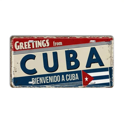 Caribbean Destination Metal Sign – Vintage Aluminum Wall Decor (30x15cm)