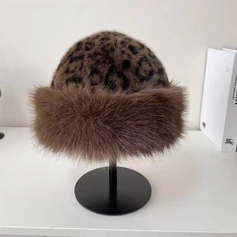 Women's Fluffy Faux Fur Winter Hat – Warm Windproof Bucket & Bomber Cap