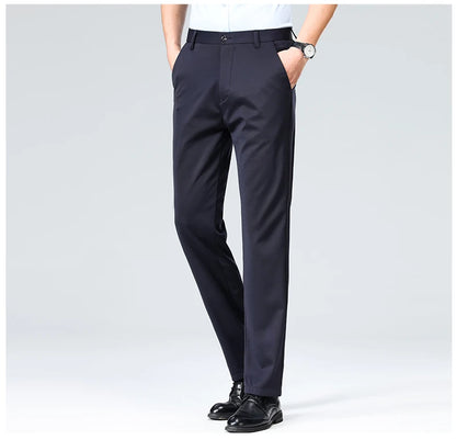 Men's Smart Casual Dress Pants – Elastic Waist Suit Trousers, Straight Fit | Sizes 29–42