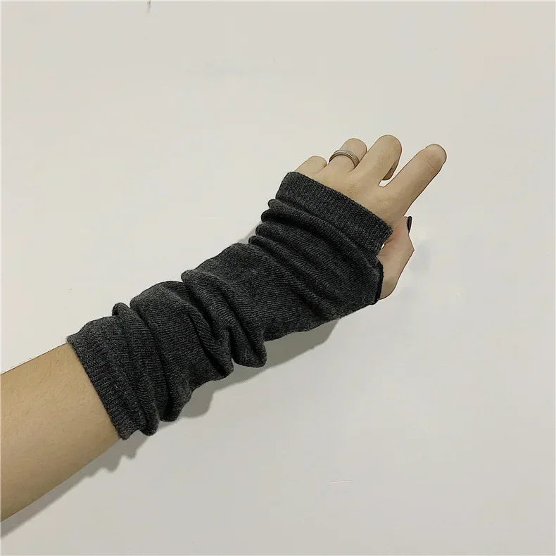 Unisex Gothic Lolita Arm Warmers | Harajuku Striped Fingerless Punk Long Wristband Y2K Gloves