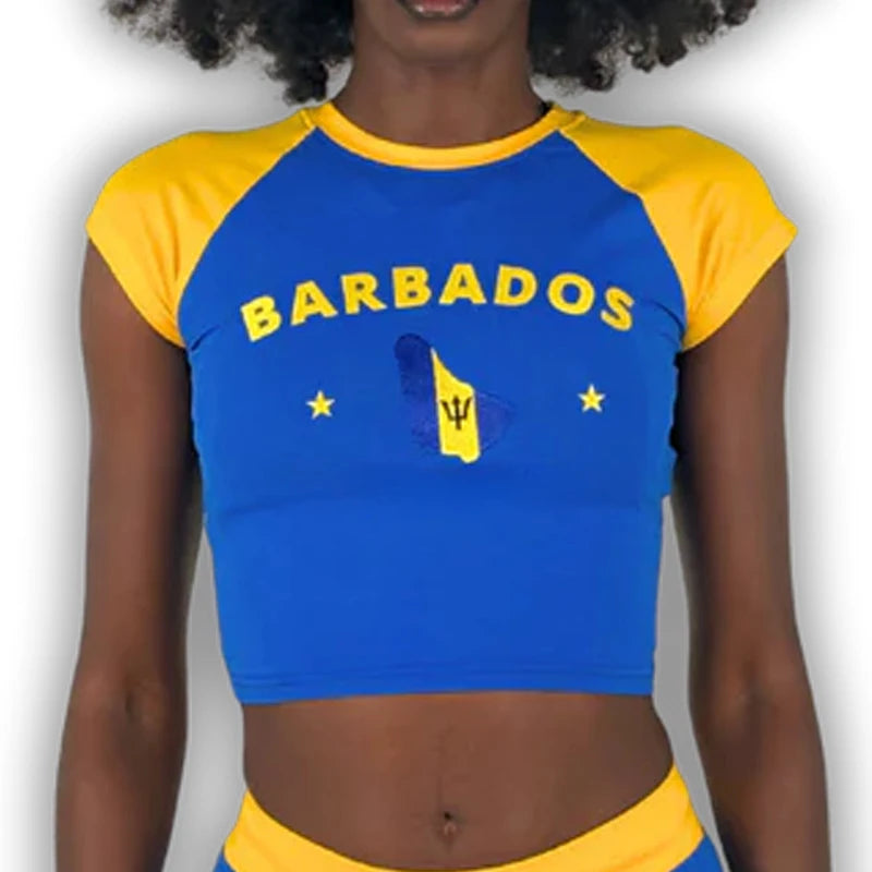 Caribbean Islands Embroidered Graphic Crop Top for Women