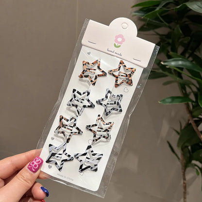 Leopard Print Hair Clips Set – 8 Pcs Vintage BB Clips & Barrettes