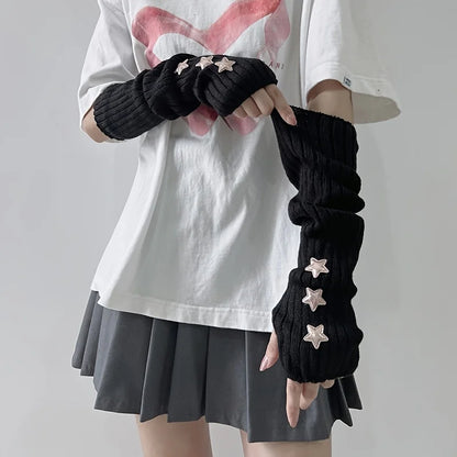 Star Fingerless Gloves – Knit Accessory Gloves for Women