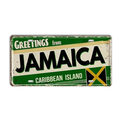 Caribbean Destination Metal Sign – Vintage Aluminum Wall Decor (30x15cm)