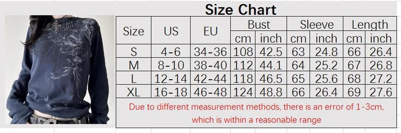 Women's Y2K Grunge Skull Graphic Thermal T-Shirt | 90s Vintage Aesthetic Long Sleeve Pullover Top