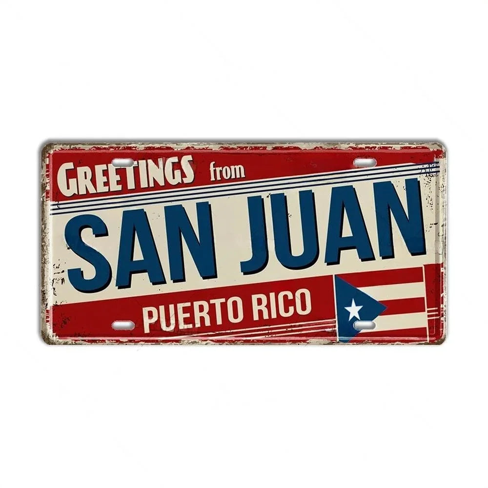 Caribbean Destination Metal Sign – Vintage Aluminum Wall Decor (30x15cm)
