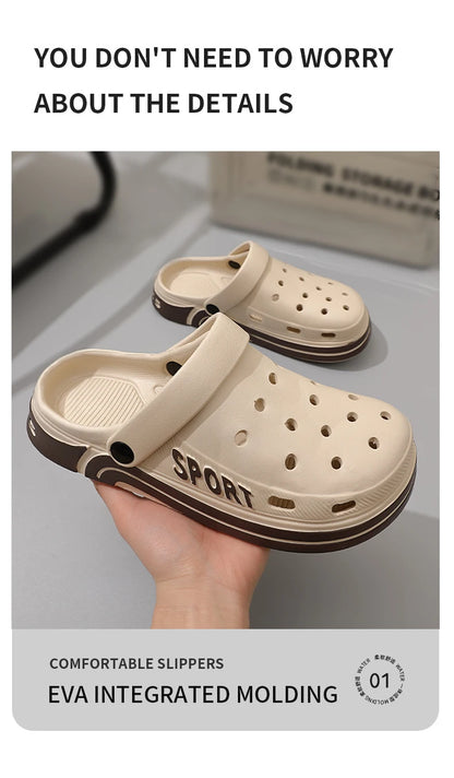 Women's Thick Sole Anti-Slip Two-Strap Sandals | Indoor & Outdoor Perforated Summer Shoes