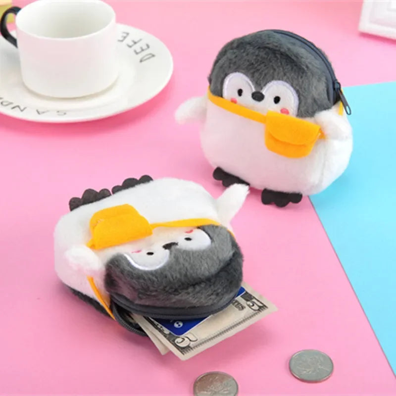 Plush Cartoon Animal Coin Purse with Zipper