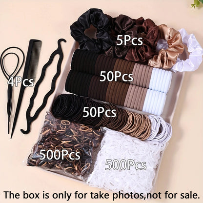Women's Hair Accessories Set | 1109pcs Scrunchies, Rubber Bands, Hair Ties & Headbands