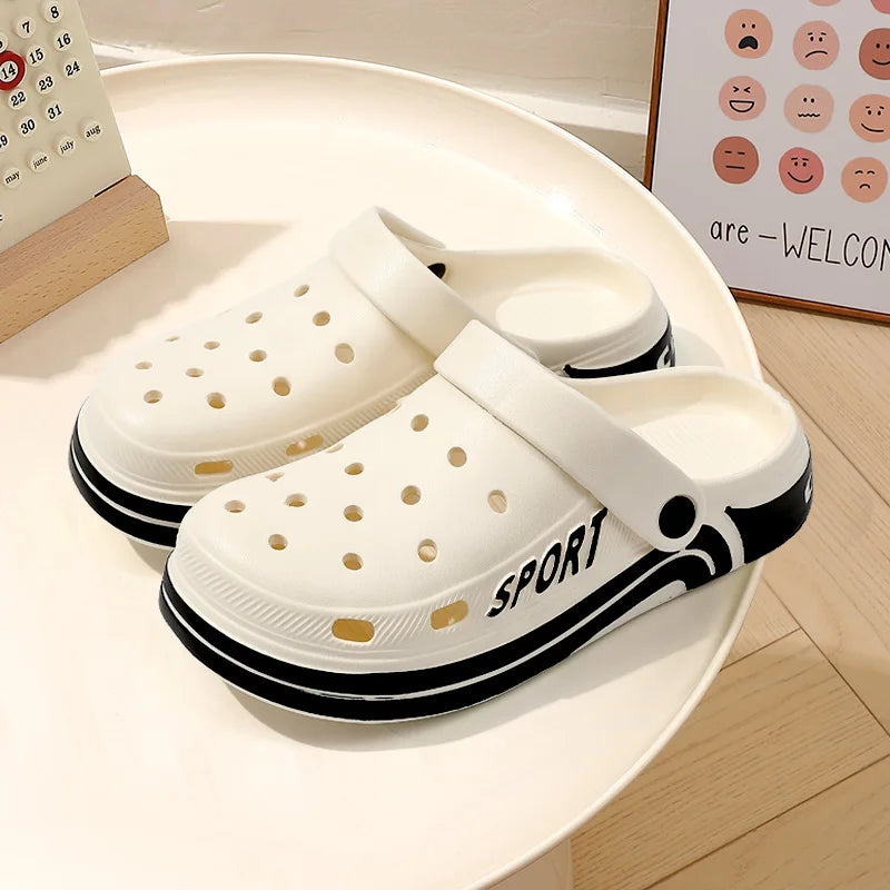 Women's Thick Sole Anti-Slip Two-Strap Sandals | Indoor & Outdoor Perforated Summer Shoes