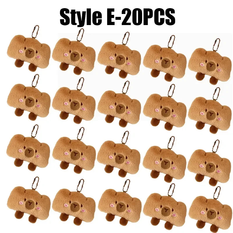 Cartoon Capybara & Croissant Plush Keychain | Soft Bread Food Stuffed Hanging Accessory