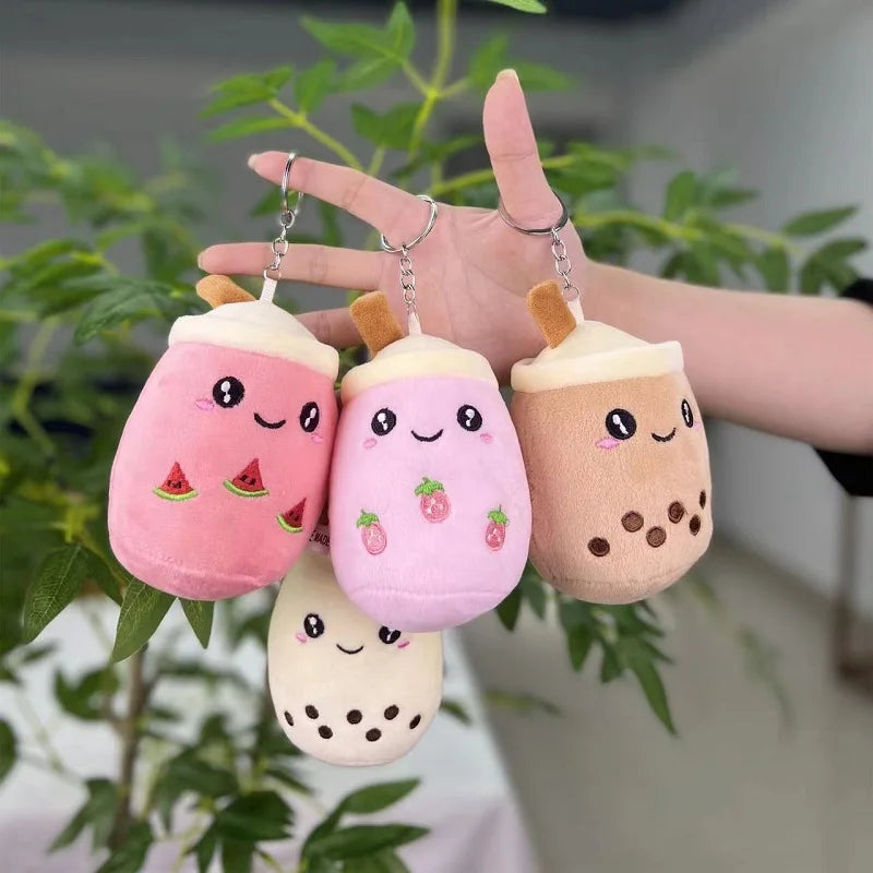 Bubble Tea Boba Plush Toy | Soft Stuffed Milk Cup Plushie Pillow & Keychain Pendant for Kids