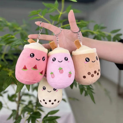Bubble Tea Boba Plush Toy | Soft Stuffed Milk Cup Plushie Pillow & Keychain Pendant for Kids
