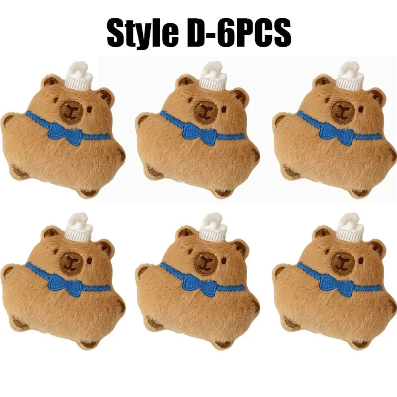 Cartoon Capybara & Croissant Plush Keychain | Soft Bread Food Stuffed Hanging Accessory