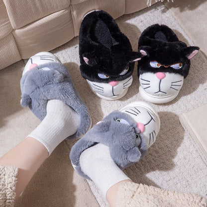 Cartoon Embroidered Plush Slippers – Women's Cozy Indoor House Shoes