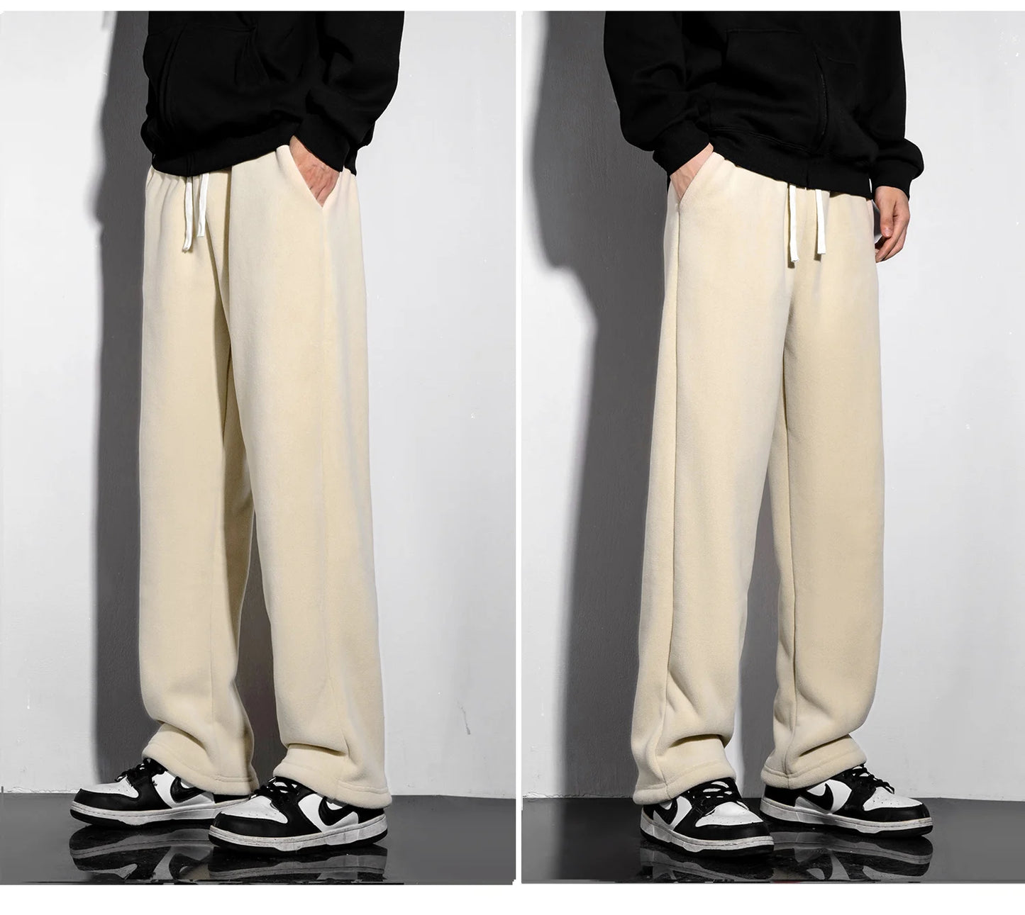YJKVUR Unisex Winter Oversize Fleece Lined Sweatpants Drawstring Casual Gym