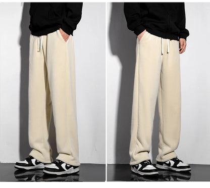 YJKVUR Unisex Winter Oversize Fleece Lined Sweatpants Drawstring Casual Gym