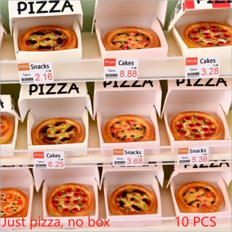 Cute Miniature Pizza Dollhouse Toy Set | 6–10pcs 1/12 Scale Kitchen Food Model for Kids & Collectors