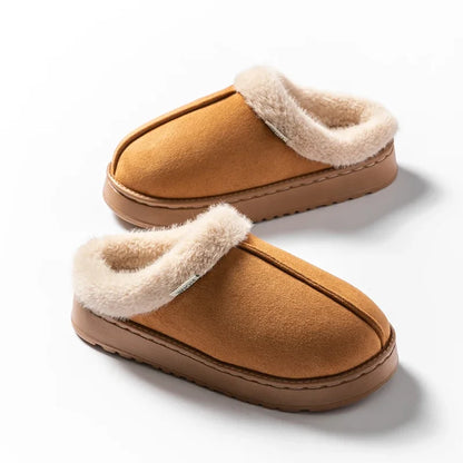 Fluffy Faux Suede Indoor Slippers – Thick EVA Sole Anti-Slip Unisex House Shoes Men and Women