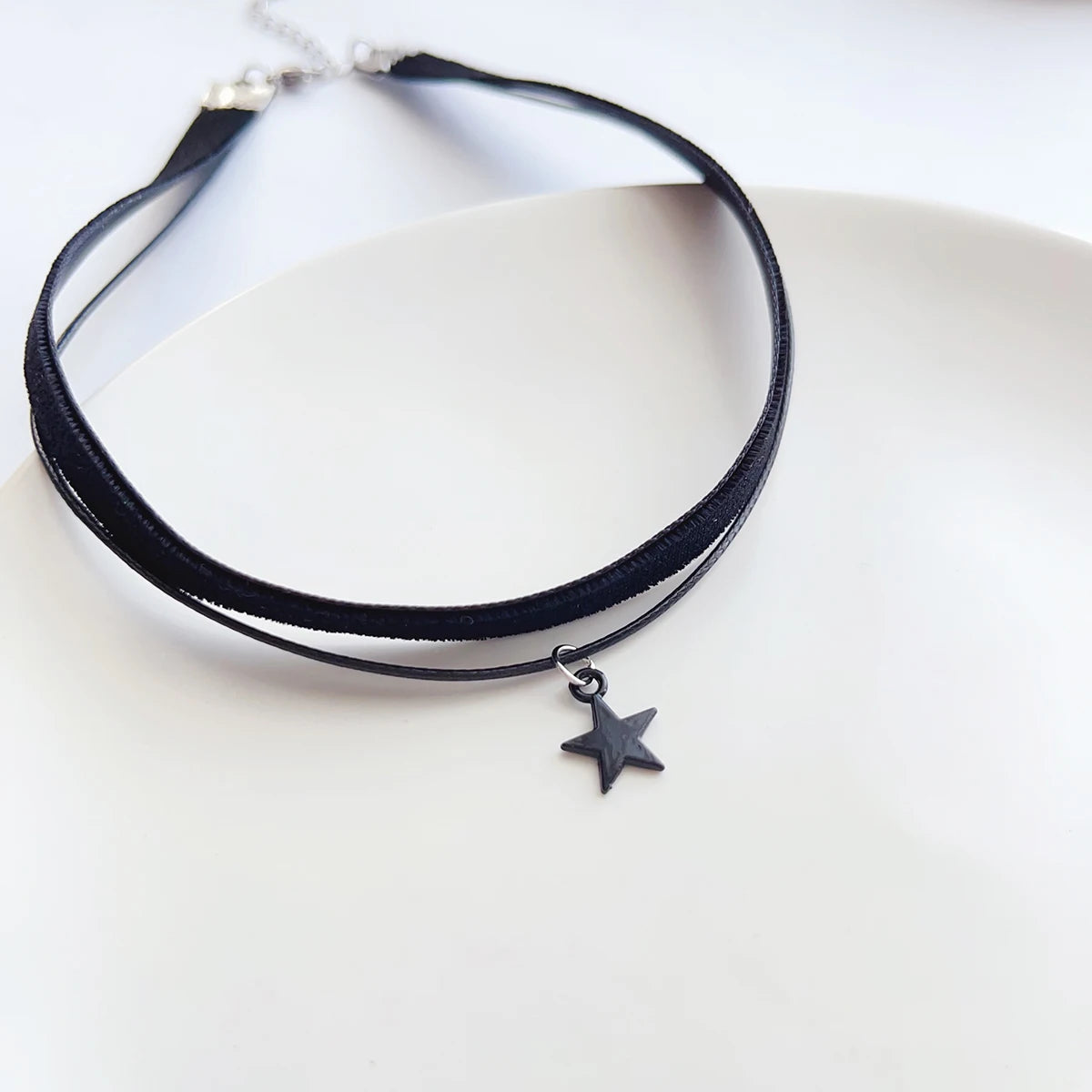 Women's Black Velvet Choker Necklace | Double Pentagram Pendant Gothic Accessories