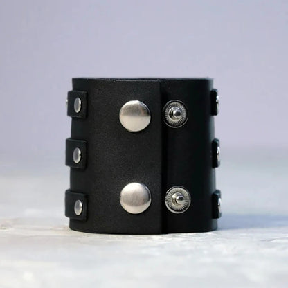 Men's Vintage Gothic Leather Wristband | Adjustable Punk Cuff Bracelet with Concealed Buckle