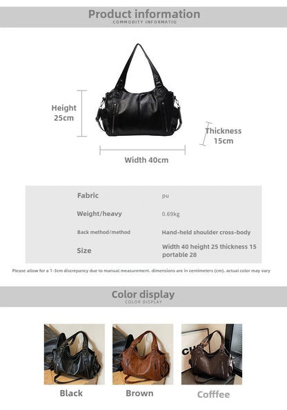 Soft Interior Compartment PU Leather Shoulder Bag For Women With Zipper Closure