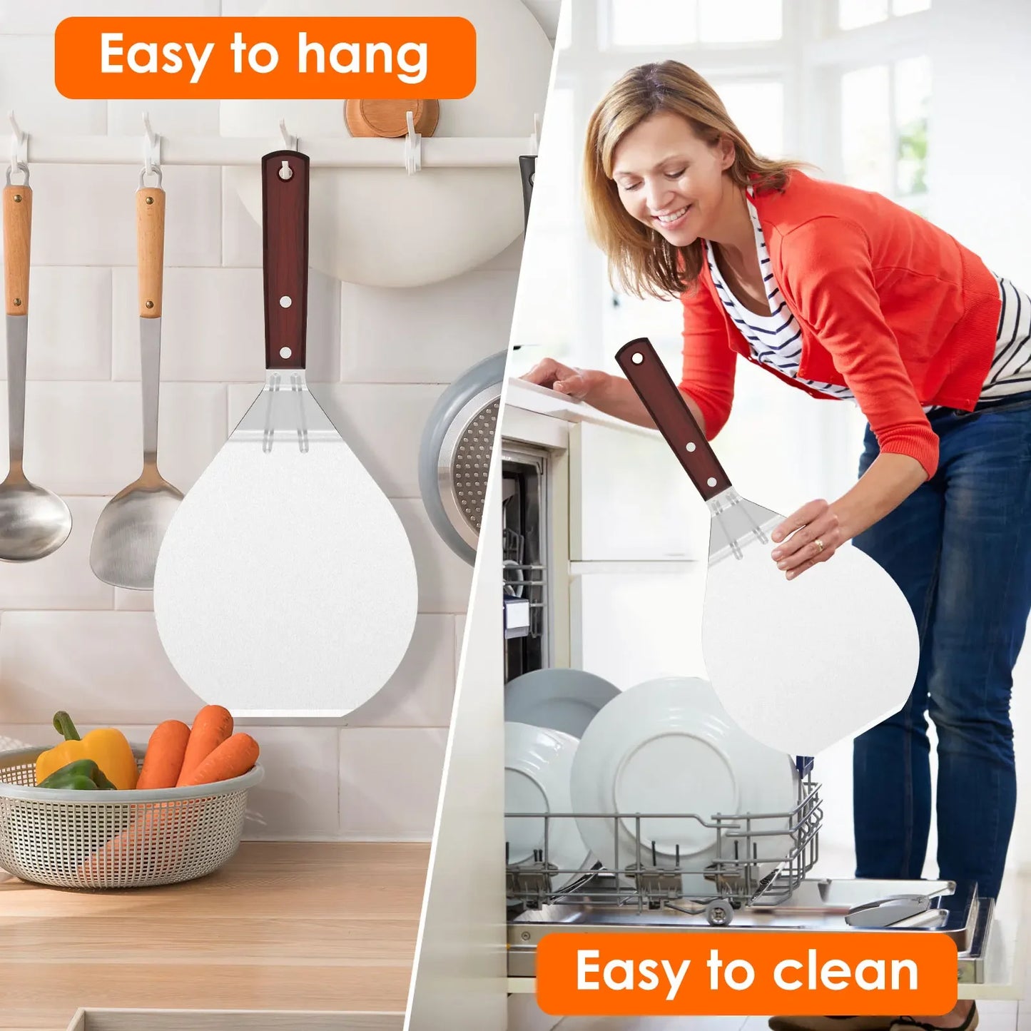 Metal Pizza Peel with Wood Handle | 6.5–12 inch Non-Stick Pizza Shovel & Cake Lifter for Home Baking