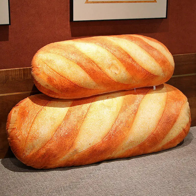 French Bread Plush Pillow | Stuffed Food Plushie Sleeping Companion & Party Prop