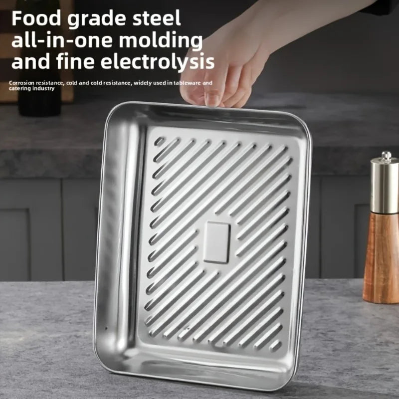 Pro Stainless Steel Baking Trays with Lids | 3pcs Non-Stick Roasting Pans for Home & Restaurant