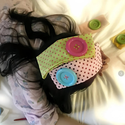 Vintage Polka Dot Button Headband for Women