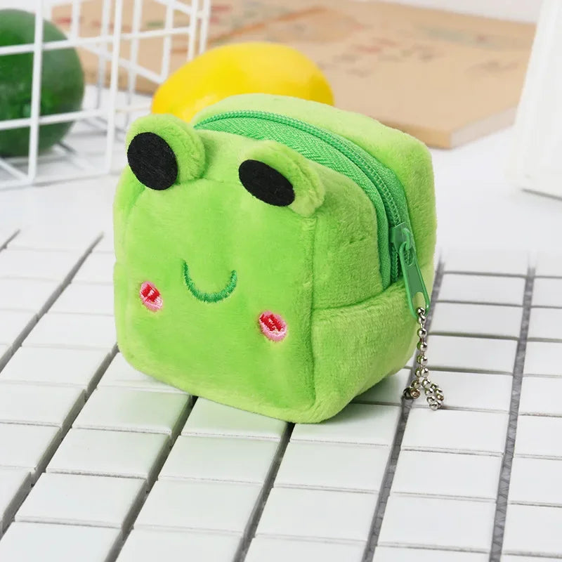 Plush Cartoon Animal Coin Purse with Zipper
