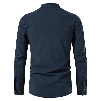 King Billion Men's Cotton Linen Shirt – Casual Long Sleeve V-Neck | S–XXXL