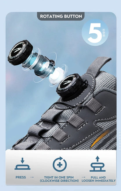 Steel Toe Safety Shoes for Men Lace Free Breathable