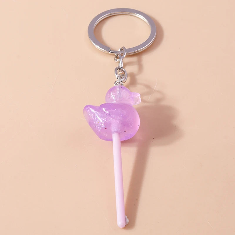 3D Simulation Food Keychain – Cute Resin Lollipop, Donut & Snack Key Ring Charms
