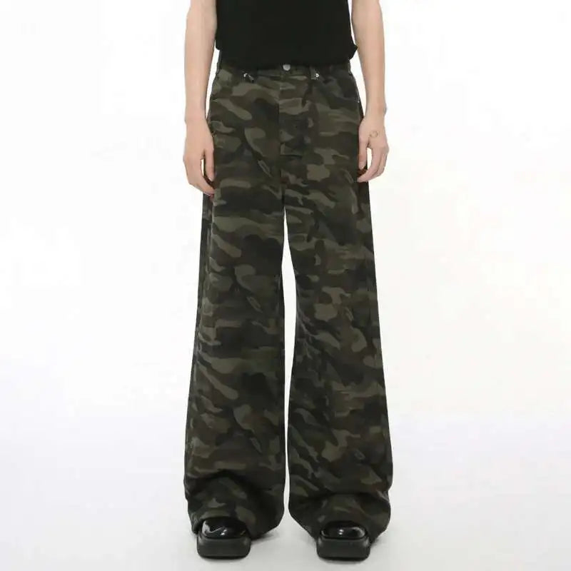 Vintage Wide-Leg Jeans – Men's Camo & Washed Denim