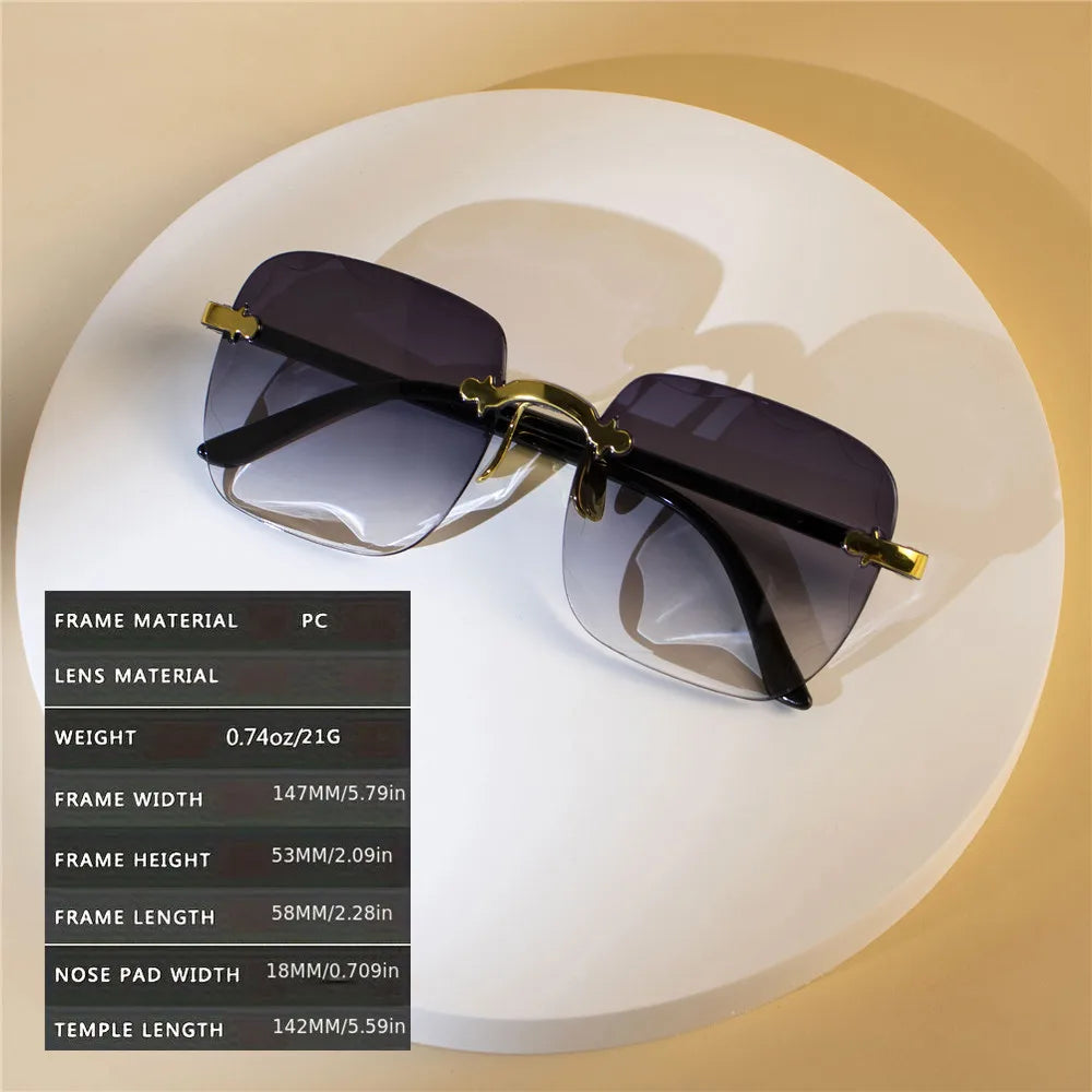 Women's Square Rimless Sunglasses | 4pcs Luxury Designer Summer UV400 Shades for Women & Men