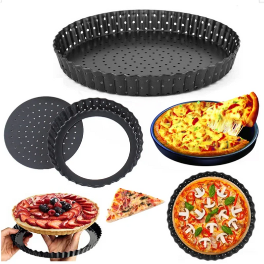 Perforated Non-Stick Pizza & Cake Pan – Carbon Steel Baking Tray (5"/8"/9")