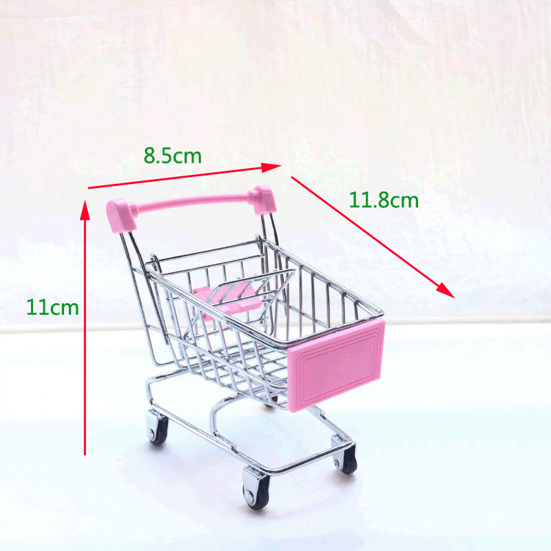 1:48 Mini Supermarket Shopping Cart | Metal Desktop Toy & Home Décor Miniature