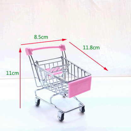 1:48 Mini Supermarket Shopping Cart | Metal Desktop Toy & Home Décor Miniature