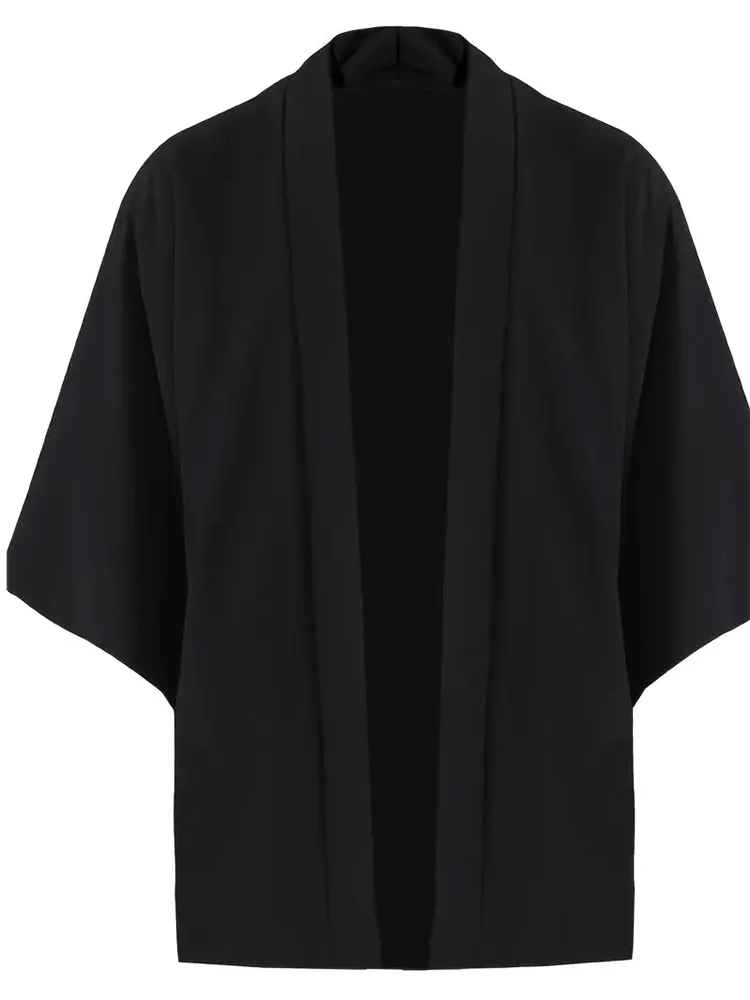 Men's Japanese Kimono Cardigan Shirt – Open Stitch Yukata, 3/4 Sleeve | XS–XXXL