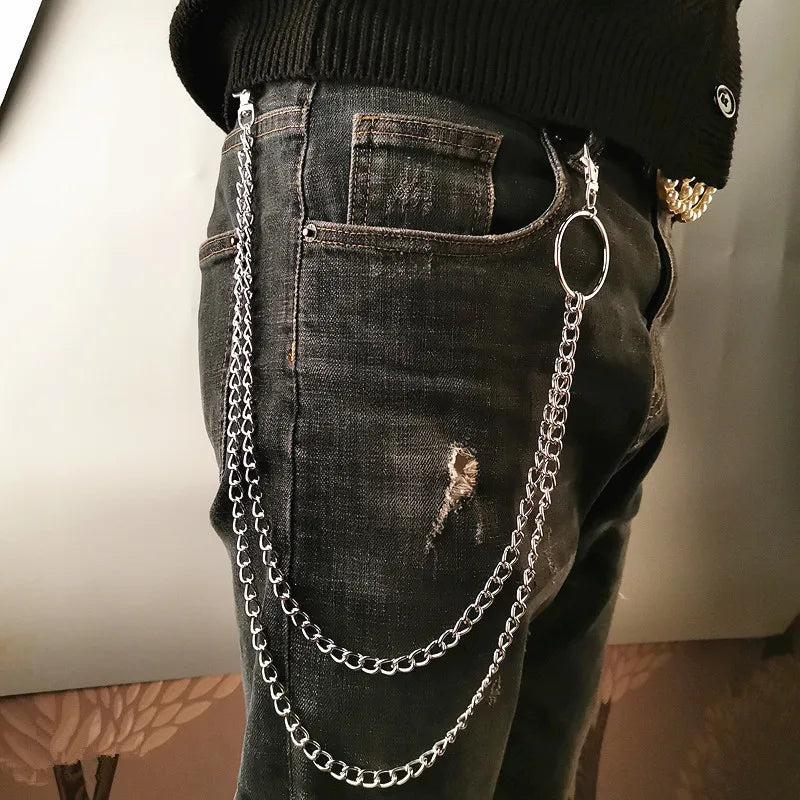 Metal Belt Chain | HipHop Rock Punk Hook Wallet Chain Keychain Ring Clip Jewelry